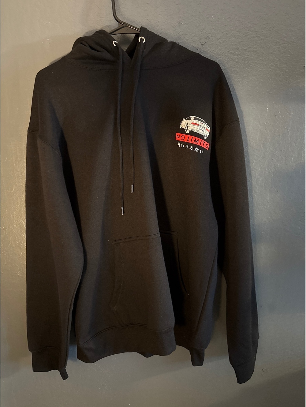 Eighty Eight Black Hoodie with Tokyo Car and Mountain Graphic
